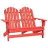 2-Seater Patio Adirondack Chair Solid Wood Fir Red