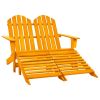 2-Seater Patio Adirondack Chair&Ottoman Fir Wood Orange