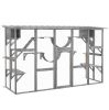 Wooden Outdoor Cat House Catio Playground Cat Window Box Outside Enclosure with Weather Protection Roof for Multiple Kitties