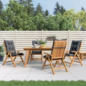 Reclining Patio Chairs with Cushions 4 pcs Solid Wood Teak