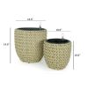 2-Pack Self-watering Wicker Planter - Garden Decoration Pot - Round - Beige