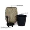 13.4" Self-watering Wicker Planter - Garden Decoration Pot - Beige - Round