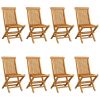 Patio Chairs with Light Blue Cushions 8 pcs Solid Teak Wood
