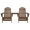 Patio Adirondack Chairs with Tea Table Solid Wood Fir Brown