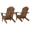 Patio Adirondack Chairs with Tea Table Solid Wood Fir Brown