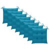 Patio Chairs with Light Blue Cushions 8 pcs Solid Teak Wood