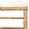 6 Piece Patio Lounge Set with Cream White Cushions Bamboo