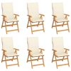Patio Chairs 6 pcs with Cream Cushions Solid Teak Wood