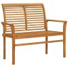 Patio Bench with Cream White Cushion 44.1" Solid Teak Wood