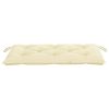 Patio Bench with Cream White Cushion 44.1" Solid Teak Wood