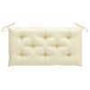 Patio Bench with Cream White Cushion 44.1" Solid Teak Wood