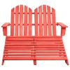 2-Seater Patio Adirondack Chair&Ottoman Fir Wood Red