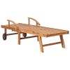 Sun Loungers 2 pcs with Cream Cushion Solid Teak Wood