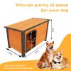 Dog House Outdoor & Indoor Heated Wooden Dog Kennel for Winter with Raised Feet Weatherproof for Large Dogs(Gold red and black)44.5"*26.4"*27.8"(M)