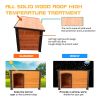 Dog House Outdoor & Indoor Heated Wooden Dog Kennel for Winter with Raised Feet Weatherproof for Large Dogs(Gold red and black)44.5"*26.4"*27.8"(M)