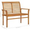 Patio Bench with Cream White Cushion 44.1" Solid Teak Wood