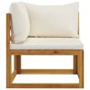 4-Seater Patio Sofa with Cushion Cream Solid Acacia Wood