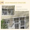 Wooden Outdoor Cat House Catio Playground Cat Window Box Outside Enclosure with Weather Protection Roof for Multiple Kitties