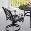 Outdoor cast aluminum patio swivel chair - Set of 1 (Flower Pattern)