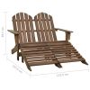 2-Seater Patio Adirondack Chair&Ottoman Fir Wood Brown