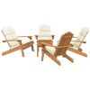 5 Piece Adirondack Patio Lounge Set Solid Wood Acacia