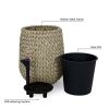 17.3" Self-watering Wicker Planter - Garden Decoration Pot - Beige - Round