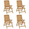 Reclining Patio Chairs with Cushions 4 pcs Solid Wood Teak