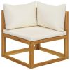 4-Seater Patio Sofa with Cushion Cream Solid Acacia Wood