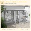 Wooden Outdoor Cat House Catio Playground Cat Window Box Outside Enclosure with Weather Protection Roof for Multiple Kitties