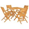 5 Piece Patio Dining Set Solid Wood Teak