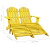 2-Seater Patio Adirondack Chair&Ottoman Fir Wood Yellow