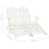 2-Seater Patio Adirondack Chair&Ottoman Fir Wood White