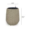 17.3" Self-watering Wicker Planter - Garden Decoration Pot - Beige - Round