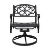 Outdoor cast aluminum patio swivel chair - Set of 1 (Flower Pattern)