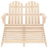 2-Seater Patio Adirondack Chair & Ottoman Fir Wood