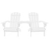 Patio Adirondack Chairs with Tea Table Solid Wood Fir White