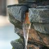 52" Tall 5-Tier Polyresin Fountain, Natural Rock Stone Water Feature for Patio & Backyard, Large Freestanding Fountain with LED Light