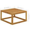 5 Piece Patio Lounge Set with Cushion Cream Solid Acacia Wood
