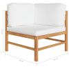 2-seater Patio Bench with Cream Cushions Solid Teak Wood