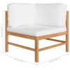 2-Seater Patio Sofa with Cream Cushions Solid Teak Wood