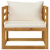5 Piece Patio Lounge Set with Cushion Cream Solid Acacia Wood
