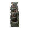 52" Tall 5-Tier Polyresin Fountain, Natural Rock Stone Water Feature for Patio & Backyard, Large Freestanding Fountain with LED Light