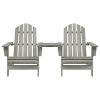 Patio Adirondack Chairs with Tea Table Solid Wood Fir Gray