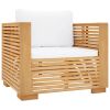 Patio Sofa Chair with Cream Cushions Solid Wood Teak