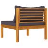 3 Piece Patio Lounge Set with Dark Gray Cushions Acacia Wood