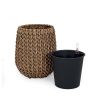 13.4" Self-watering Wicker Planter - Garden Decoration Pot - Natural - Round
