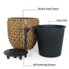10.6" Self-watering Wicker Planter - Garden Decoration Pot - Dark Brown - Round