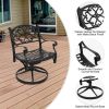 Outdoor cast aluminum patio swivel chair - Set of 1 (Flower Pattern)