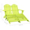 2-Seater Patio Adirondack Chair&Ottoman Fir Wood Green