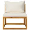 4-Seater Patio Sofa with Cushion Cream Solid Acacia Wood
